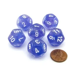 Dice>Luminary Borealis 18mm 12 Sided D12 Dice, 6 Pieces - Purple with White Numbers - Your Source for Gaming Essentials