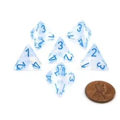 Dice>Luminary Borealis 18mm 4 Sided D4 Dice, 6 Piece - Icicle with Light Blue Numbers - Your Source for Gaming Essentials