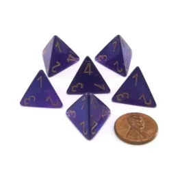 Dice>Luminary Borealis 18mm 4 Sided D4 Dice, 6 Piece - Royal Purple with Gold Numbers - Your Source for Gaming Essentials