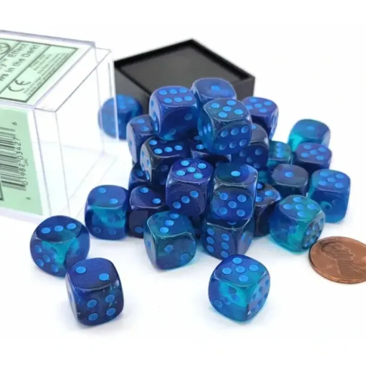 Dice>Luminary Gemini 12mm D6 Dice Block (36 Dice) - Blue-Blue with Light Blue Numbers - Your Source for Gaming Essentials