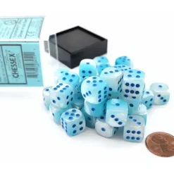 Dice>Luminary Gemini 12mm D6 Dice Block (36 Dice) - Pearl Turquoise-White with Blue - Your Source for Gaming Essentials