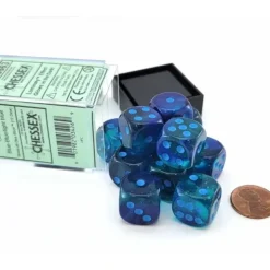 Dice>Luminary Gemini 16mm D6 Dice Block (12 Dice) - Blue-Blue with Light Blue Numbers - Your Source for Gaming Essentials