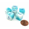 Dice>Luminary Gemini 15mm D6 Dice, 6 Pieces - Pearl Turquoise-White with Blue - Your Source for Gaming Essentials