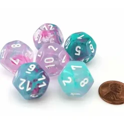Dice>Luminary Nebula 18mm D12 Chessex Dice, 6 Pieces - Wisteria with White Numbers - Your Source for Gaming Essentials