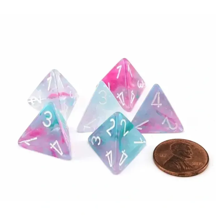 Dice>Luminary Nebula 18mm D4 Chessex Dice, 6 Pieces - Wisteria with White Numbers - Your Source for Gaming Essentials
