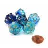 Dice>Luminary Nebula 20mm D20 Chessex Dice, 6 Pieces - Oceanic with Gold Numbers - Your Source for Gaming Essentials