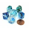 Dice>Luminary Nebula 16mm Tens D10 (00-90) Dice, 6 Pieces - Oceanic with Gold - Your Source for Gaming Essentials