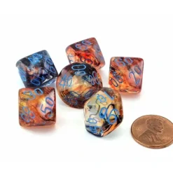Dice>Luminary Nebula 16mm Tens D10 (00-90) Dice, 6 Pieces - Primary with Blue - Your Source for Gaming Essentials