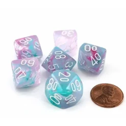 Dice>Luminary Nebula 16mm Tens D10 Percentile Dice, 6 Pieces - Wisteria with White - Your Source for Gaming Essentials
