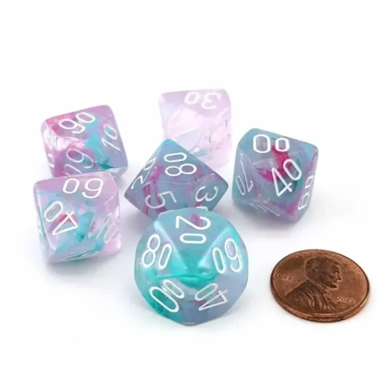 Dice>Luminary Nebula 16mm Tens D10 Percentile Dice, 6 Pieces - Wisteria with White - Your Source for Gaming Essentials
