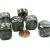 Dice>Lustrous 20mm Big D6 Chessex Dice, 6 Pieces - Black with Gold Pips - Your Source for Gaming Essentials