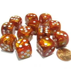 Dice>Lustrous 16mm D6 Chessex Dice Block (12 Dice) - Bronze with White Pips - Your Source for Gaming Essentials