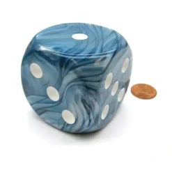 Dice>Lustrous 50mm Huge Large D6 Chessex Dice, 1 Piece - Slate with White Pips - Your Source for Gaming Essentials