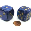 Dice>Lustrous 30mm Large D6 Chessex Dice, 2 Pieces - Purple with Gold Pips - Your Source for Gaming Essentials