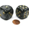 Dice>Lustrous 30mm Large D6 Chessex Dice, 2 Pieces - Black with Gold Pips - Your Source for Gaming Essentials