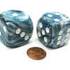 Dice>Lustrous 30mm Large D6 Chessex Dice, 2 Pieces - Slate with White Pips - Your Source for Gaming Essentials