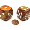 Dice>Lustrous 30mm Large D6 Chessex Dice, 2 Pieces - Bronze with White Pips - Your Source for Gaming Essentials