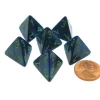 Dice>Lustrous 18mm 4 Sided D4 Chessex Dice, 6 Pieces - Dark Blue with Green - Your Source for Gaming Essentials