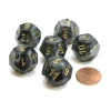 Dice>Lustrous 18mm 12 Sided D12 Chessex Dice, 6 Pieces - Black with Gold - Your Source for Gaming Essentials