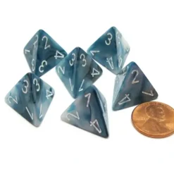 Dice>Lustrous 18mm 4 Sided D4 Chessex Dice, 6 Pieces - Slate with White - Your Source for Gaming Essentials