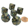 Dice>Lustrous 16mm Tens D10 (00-90) Chessex Dice, 6 Pieces - Shadow with Gold Numbers - Your Source for Gaming Essentials