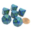 Dice>Lustrous 16mm Tens D10 (00-90) Dice, 6 Pieces - Dark Blue with Green Numbers - Your Source for Gaming Essentials