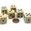 Dice>Marble 20mm Big D6 Chessex Dice, 6 Pieces - Ivory with Black Pips - Your Source for Gaming Essentials