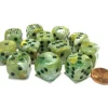 Dice>Marble 16mm D6 Chessex Dice Block (12 Dice) - Green with Dark Green Pips - Your Source for Gaming Essentials