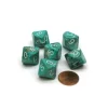 Dice>Marble 16mm D10 (0-9) Chessex Dice, 6 Pieces - Oxi-Copper with White Numbers - Your Source for Gaming Essentials