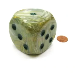 Dice>Marble 50mm Huge Large D6 Chessex Dice, 1 Piece - Green with Dark Green Pips - Your Source for Gaming Essentials