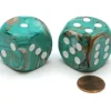 Dice>Marble 30mm Large D6 Chessex Dice, 2 Pieces - Oxi-Copper with White Pips - Your Source for Gaming Essentials