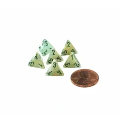 Dice>Marble 12mm Mini 4 Sided D4 Dice, 6 Pieces - Green with Dark Green Numbers - Your Source for Gaming Essentials