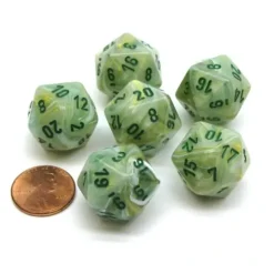Dice>Marble 20 Sided D20 Chessex Dice, 6 Pieces - Green with Dark Green Numbers - Your Source for Gaming Essentials