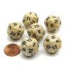 Dice>Marble 20 Sided D20 Chessex Dice, 6 Pieces - Ivory with Black Numbers - Your Source for Gaming Essentials