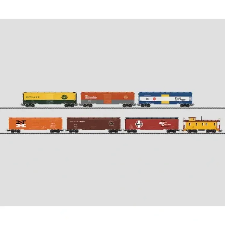 Marklin 47760 HO Tinplate 6-Boxcar, 1-Caboose Set - 3-Rail - Ready to Run - Your Source for Gaming Essentials