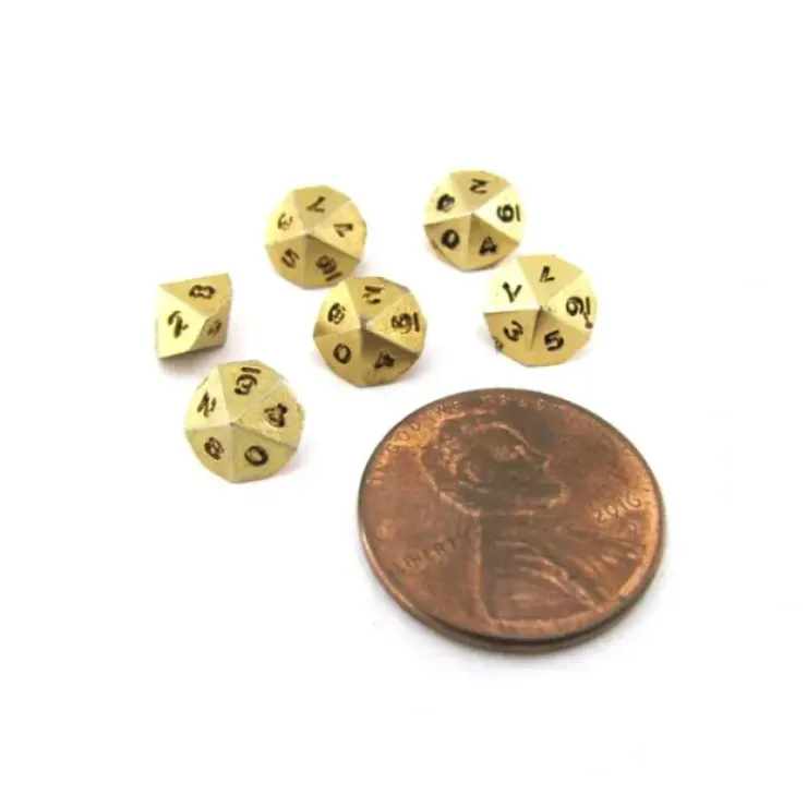 Dice>Micro Metal 5mm Gold Colored Chessex Dice, 6 Pieces - D10 - Your Source for Gaming Essentials