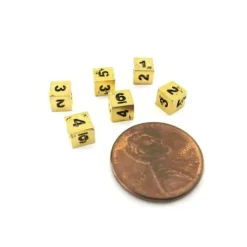 Dice>Micro Metal 5mm Gold Colored Chessex Dice, 6 Pieces - D6 - Your Source for Gaming Essentials