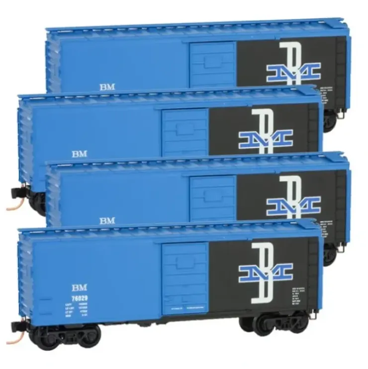 Micro-Trains 99300103 N B&M 40' Single-Door Boxcar Runner Pack (Set of 4) - Your Source for Gaming Essentials* Trains