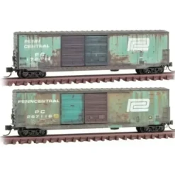 Micro-Trains 99305840 N Scale Penn Central Weathered Boxcar (Set of 2) LN/Box - Your Source for Gaming Essentials* Trains