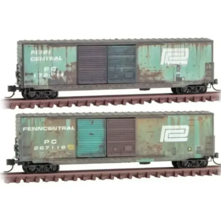 Micro-Trains 99305840 N Scale Penn Central Weathered Boxcar (Set of 2) LN/Box - Your Source for Gaming Essentials* Trains