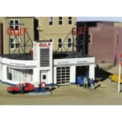 Miller Engineering 930 HO Gulf Gas Station Kit - Your Source for Gaming Essentials* Trains