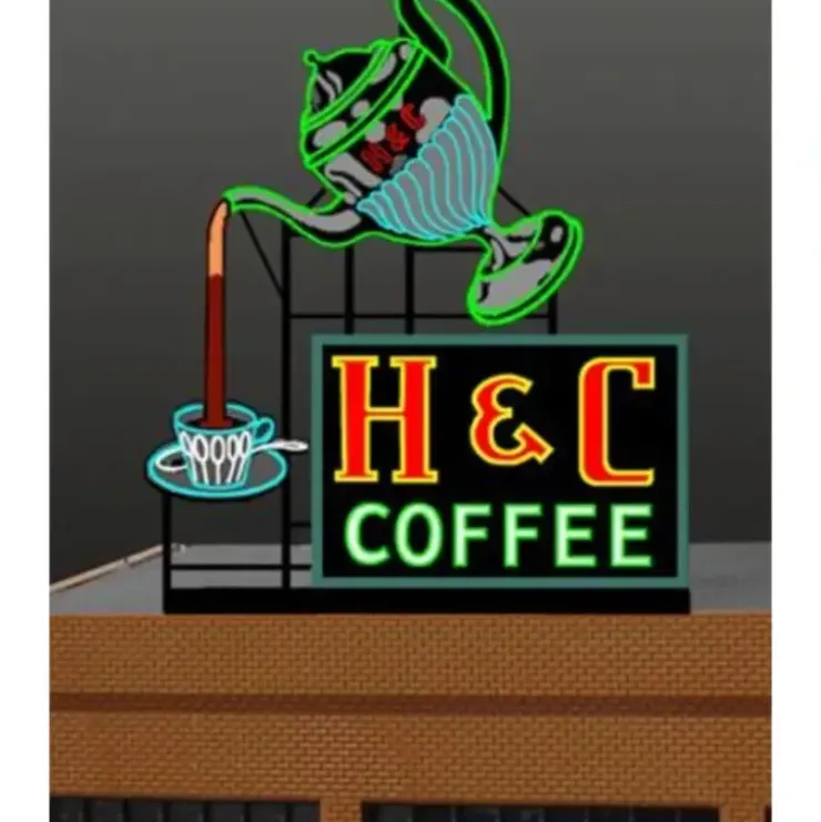 Miller Engineering 7881 HO/O H & C Coffee Animated Neon Billboard - Your Source for Gaming Essentials* Trains
