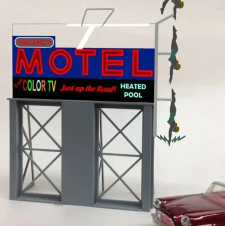 Miller Engineering 881651 HO/O Motel Animated Neon Billboard Large - Your Source for Gaming Essentials* Trains