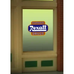 Miller Engineering 8820 HO/O Rexall Parker Drugs Flashing Neon Window Sign - Your Source for Gaming Essentials* Trains