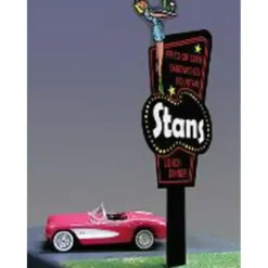 Miller Engineering 7681 HO/O Stan's Drive-In Double-Sided Animated Neon Sign - Your Source for Gaming Essentials* Trains