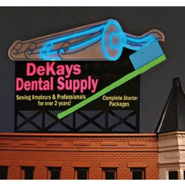 Miller Engineering 9882 N Animated Neon Billboard DeKays Dental Supply Medium - Your Source for Gaming Essentials* Trains