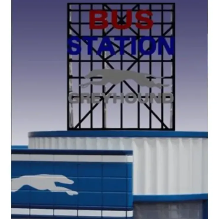 Miller Engineering 5681 O Greyhound Bus Station Animated Billboard - Your Source for Gaming Essentials* Trains