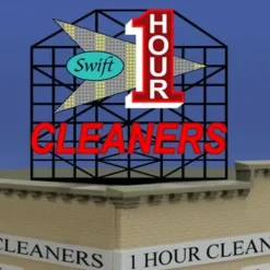 Miller Engineering 881701 O/HO Swift 1 Hour Cleaners Animated Rooftop Billboard - Your Source for Gaming Essentials* Trains