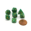 Dice>Mini 7-Die Polyhedral Dice Set - Green and Light Green with Gold Numbers - Your Source for Gaming Essentials