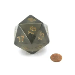 Dice>55mm Jumbo 20-Sided D20 Countdown Dice - Transparent Smoke Gold - Your Source for Gaming Essentials